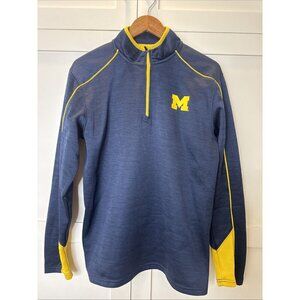 Colosseum University Michigan Wolverines 1/4 Zip Shirt Top Mens Medium Blue